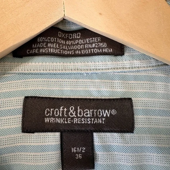 croft and barrow dress shirt Men's Croft & Barrow Dress Shirt 16 1/2 32/33 White Broadcloth Work Church  Nice